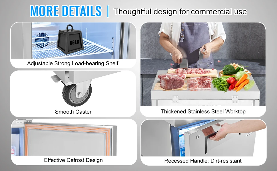 SucceBuy Commercial Frozen Refrigerator Sandwich Salad Prep Table 7.4Cu.Ft Food Prep Frost Free Refrigerator for Restaurant