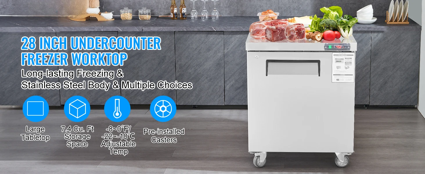 SucceBuy Commercial Frozen Refrigerator Sandwich Salad Prep Table 7.4Cu.Ft Food Prep Frost Free Refrigerator for Restaurant