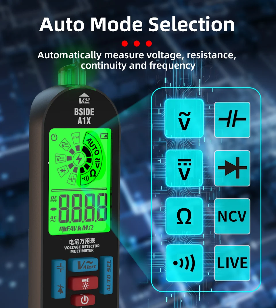 Voltage Tester Digital Voltmeter Non-Contact Electrician Pen Detector Voltmeter Ac Live Wire Test Diode Meter USB Rechargeable