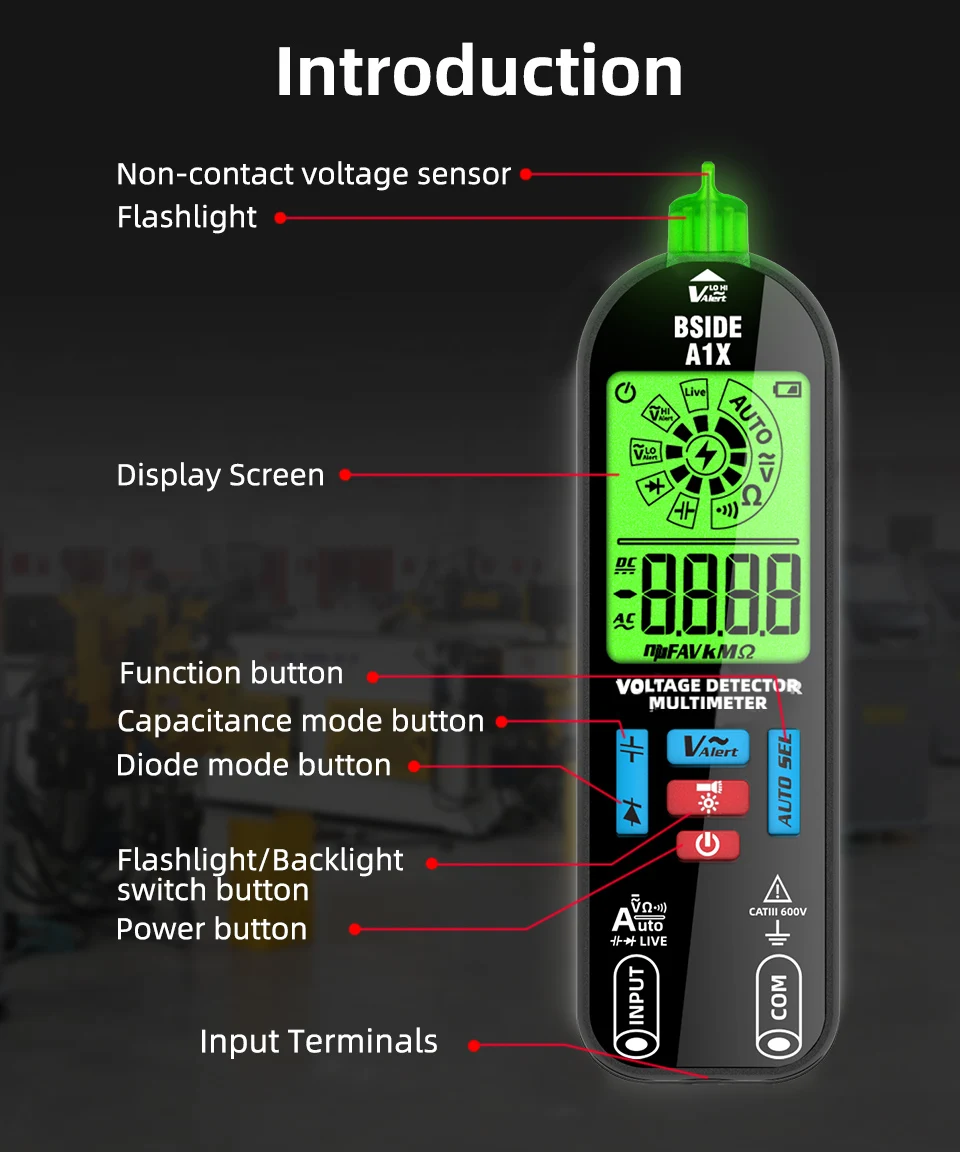 Voltage Tester Digital Voltmeter Non-Contact Electrician Pen Detector Voltmeter Ac Live Wire Test Diode Meter USB Rechargeable