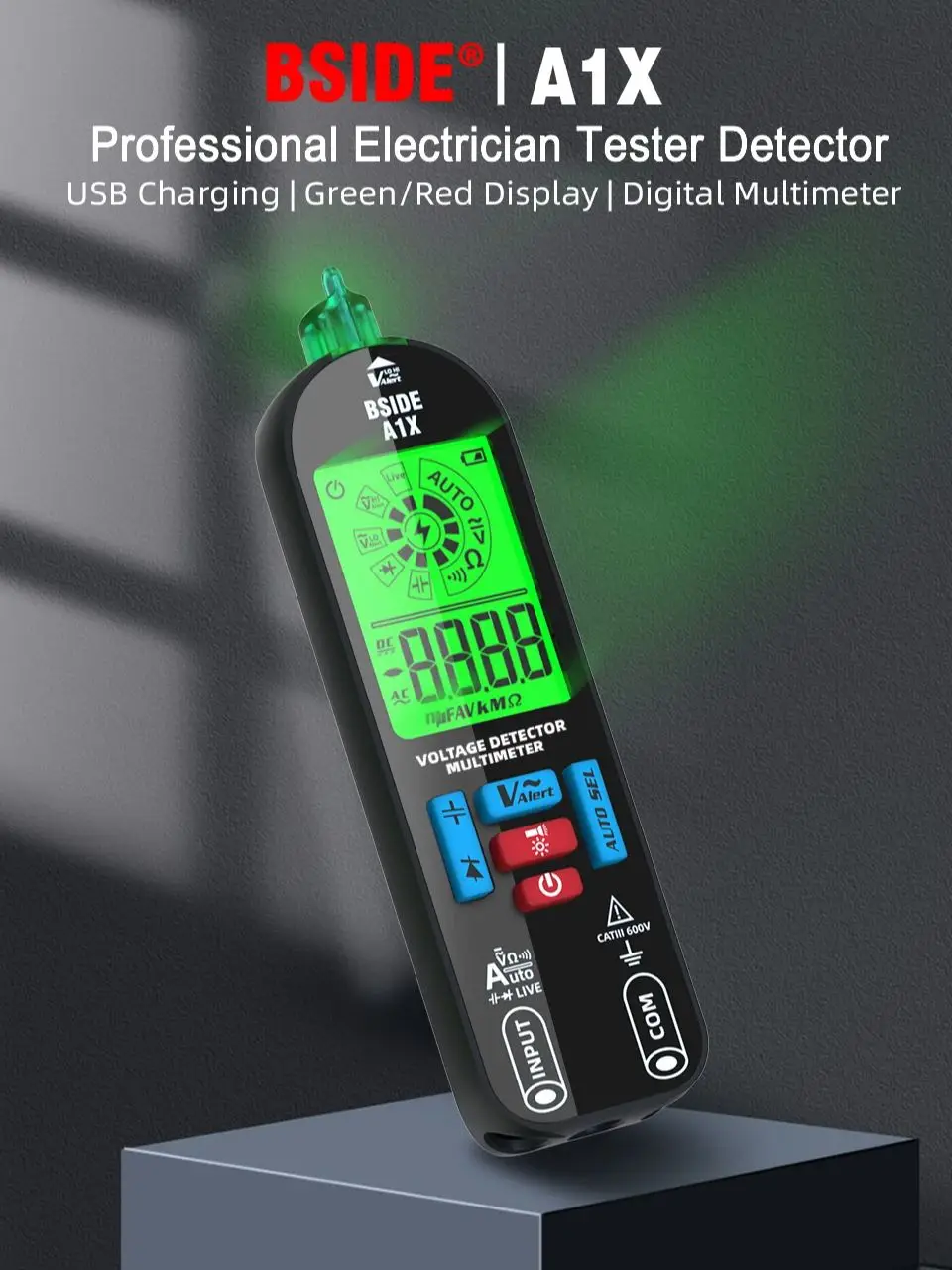 Voltage Tester Digital Voltmeter Non-Contact Electrician Pen Detector Voltmeter Ac Live Wire Test Diode Meter USB Rechargeable