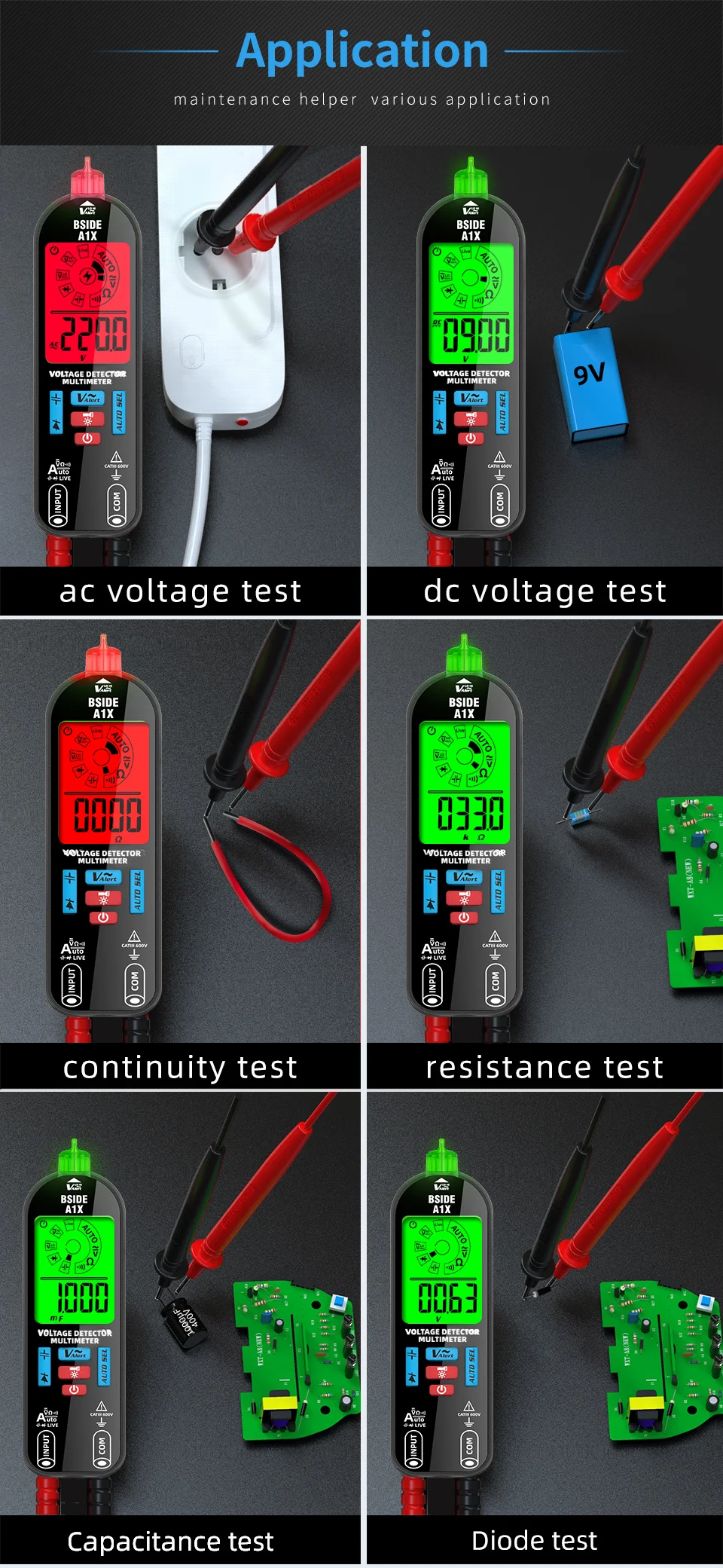 Voltage Tester Digital Voltmeter Non-Contact Electrician Pen Detector Voltmeter Ac Live Wire Test Diode Meter USB Rechargeable
