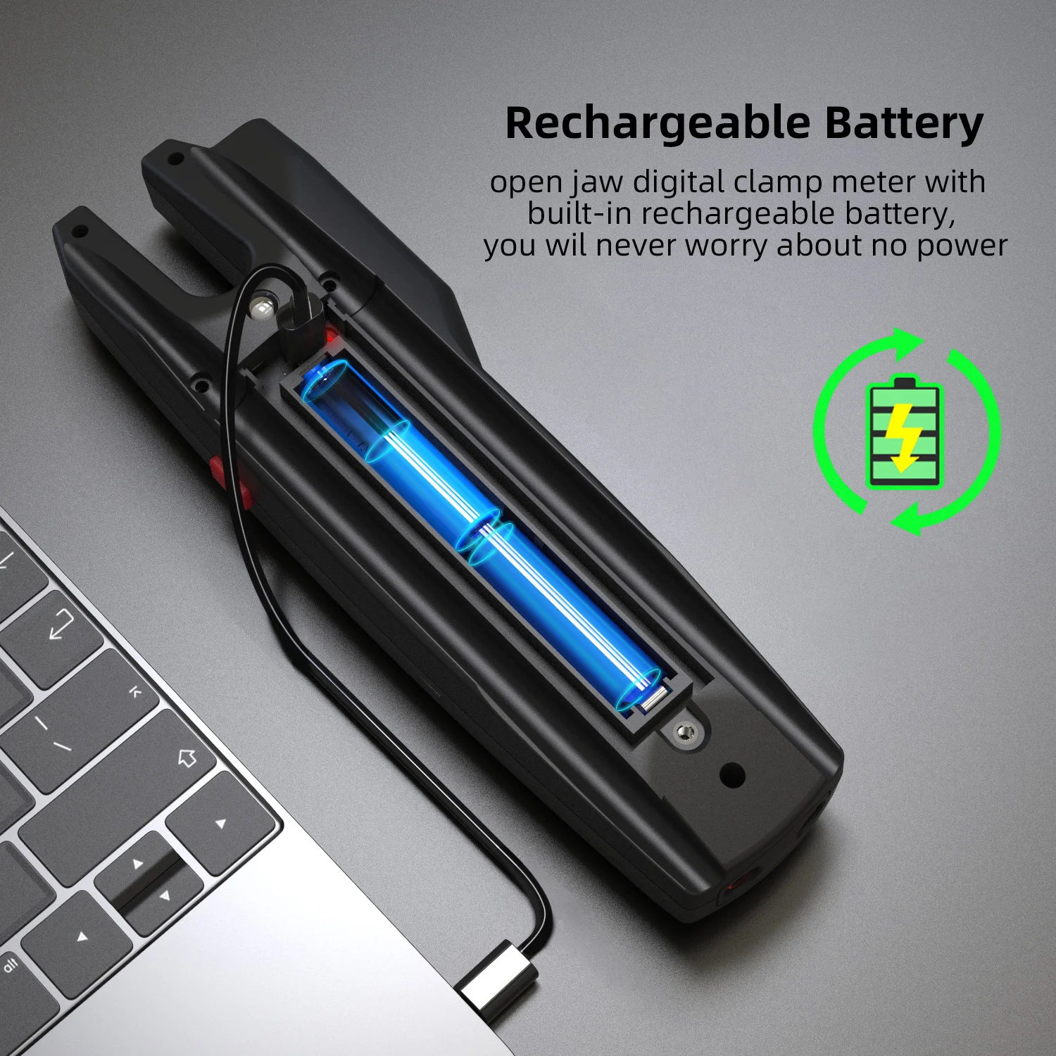 U6 U6X Digital Fork Clamp Meter 600A Current Open Jaw Ammeter Multimeter DC AC Current Hz Electrical Tester Rechargeable Battery