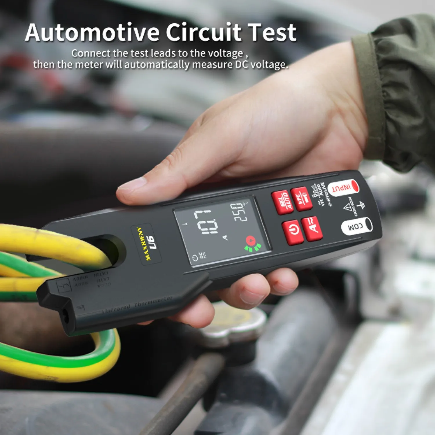 U6 U6X Digital Fork Clamp Meter 600A Current Open Jaw Ammeter Multimeter DC AC Current Hz Electrical Tester Rechargeable Battery