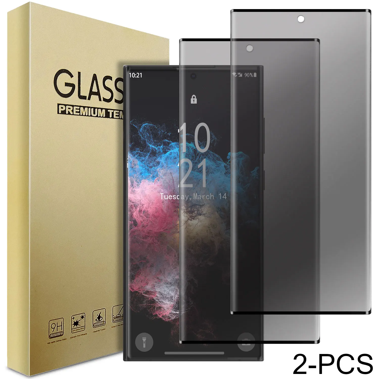 For Samsung Galaxy S22/S22 Plus/S22 +/S22 Ultra 5G Case Friendly Anti Spy Privacy Tempered Glass Screen Protectors 2-Pack