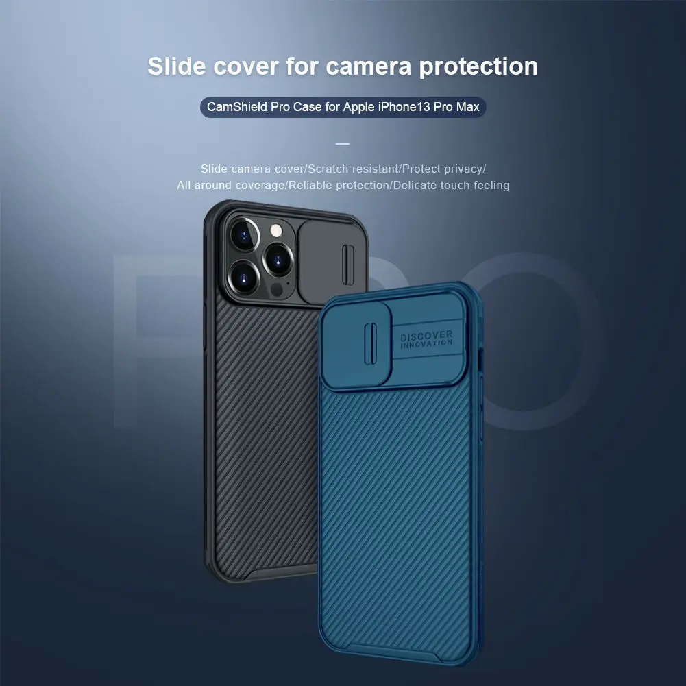 for iPhone 13 Pro Max Camshield Phone Case,NILLKIN Camera Protection Slide Protect Cover Lens Protection Case