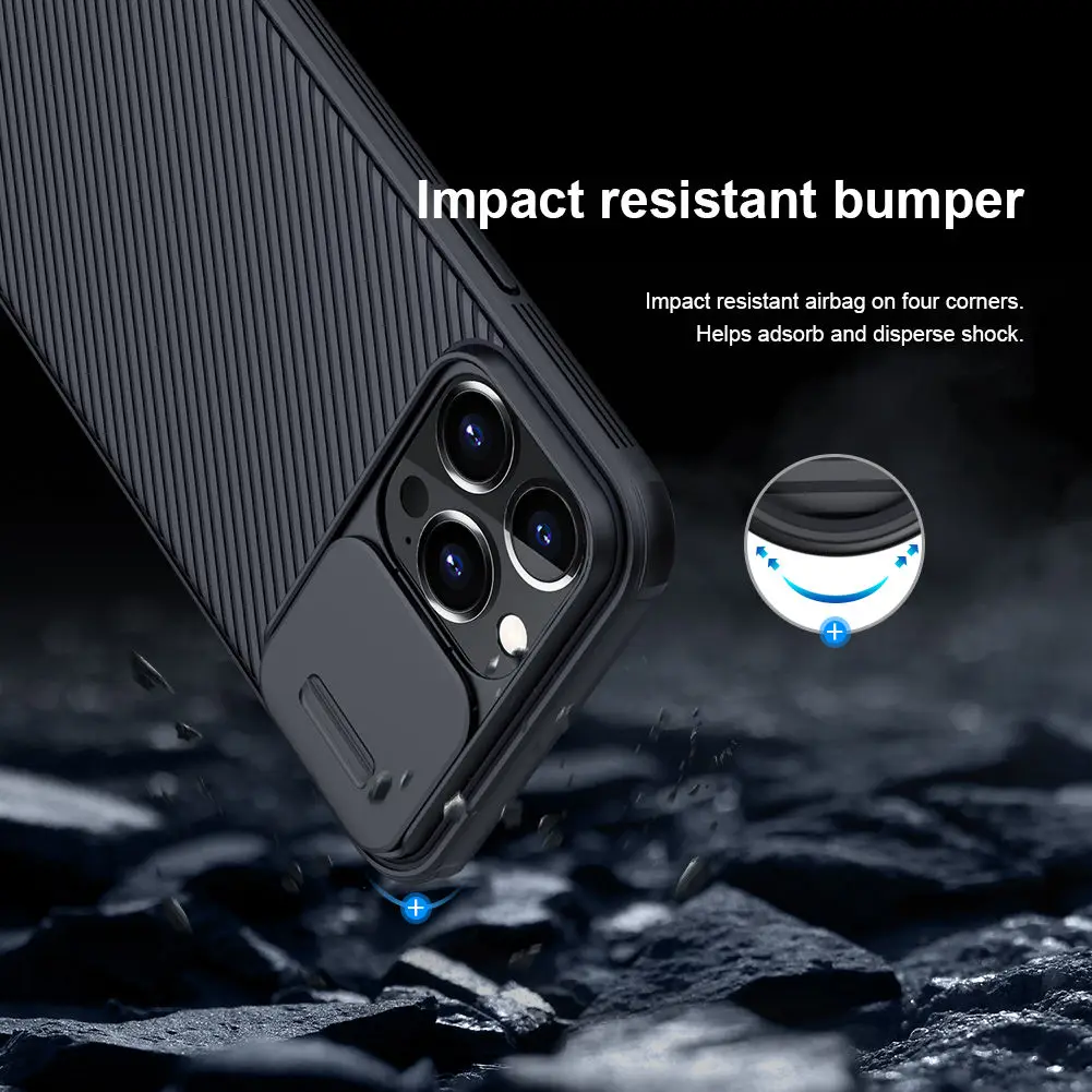 for iPhone 13 Pro Max Camshield Phone Case,NILLKIN Camera Protection Slide Protect Cover Lens Protection Case