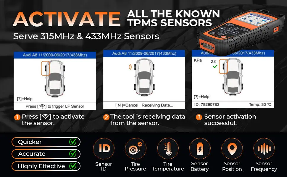 OTOFIX TireGO 808 TPMS Programming Tool WiFi TPMS Scan Tool Relearn Activate All TPMS Sensors Program MX-Sensor TPMS Diagnostics