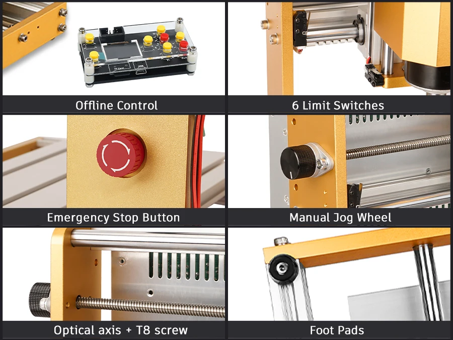 CNC3018pro Machine 500W All-Metal CNC Router Machine 3 Axis Limit Switches & Emergency-Stop with GRBL Offline Control
