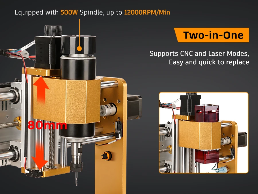 CNC3018pro Machine 500W All-Metal CNC Router Machine 3 Axis Limit Switches & Emergency-Stop with GRBL Offline Control