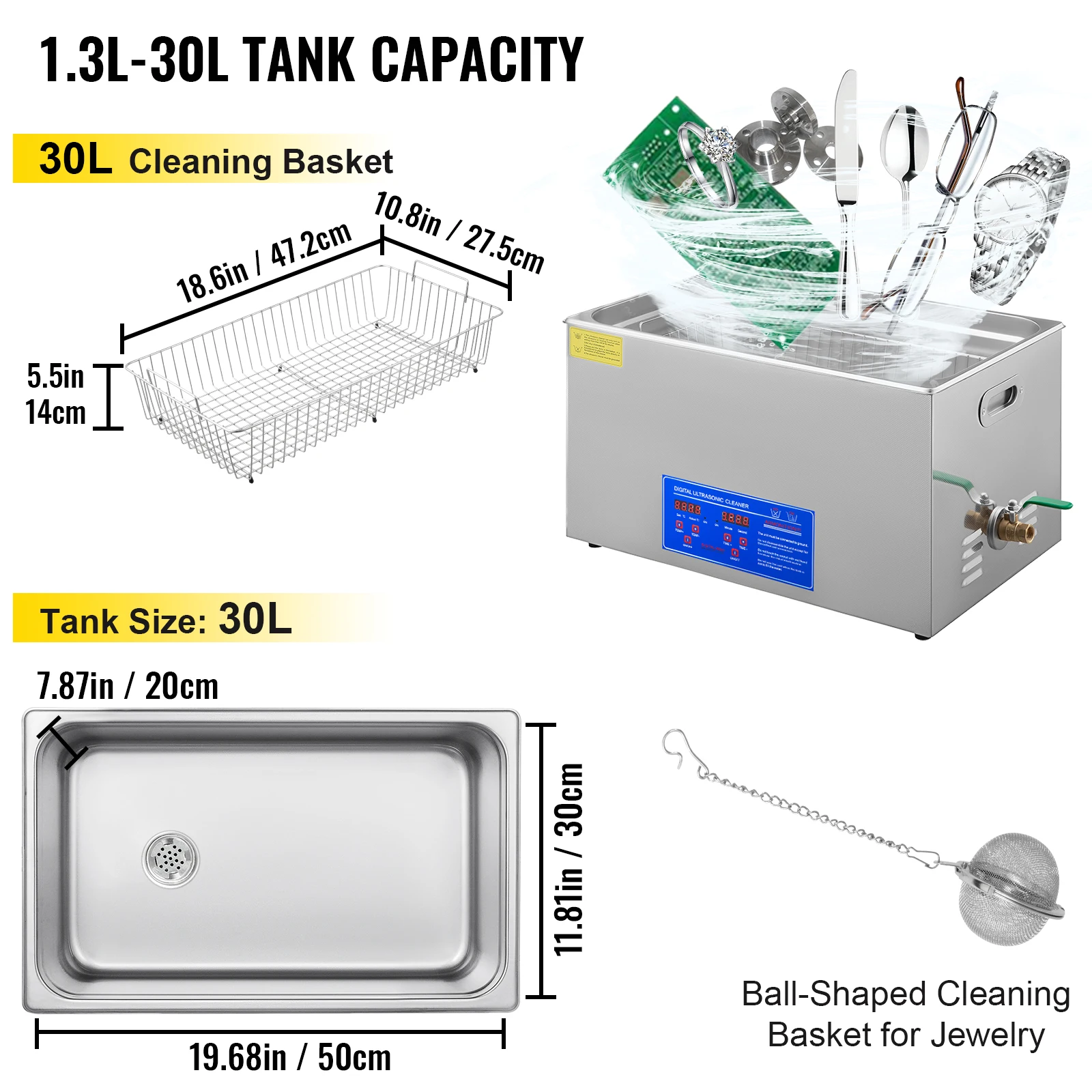 SucceBuy 1.3L 2L 3L 6L 10L 15L 22L 30L Ultrasonic Cleaner Lave-Dishes Portable Washing Machine Ultrasound Home Clean Appliances