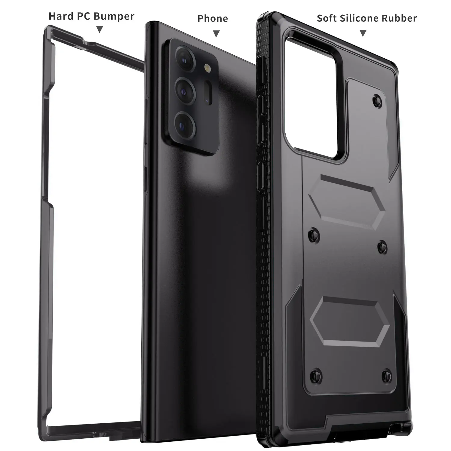 For Samsung Galaxy Note 20/Note 20 Ultra 5G Phone Case Shockproof Protective Heavy Duty Rugged Hybrid Cover Gray