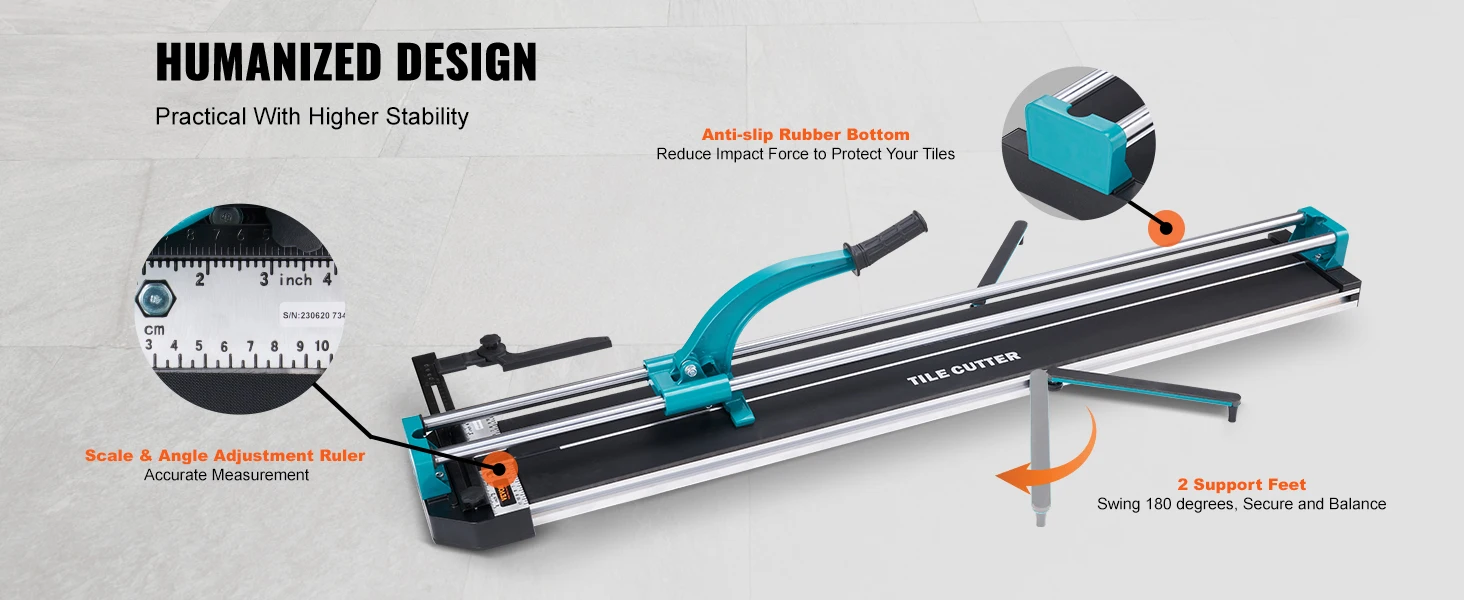 SucceBuy Manual Tile Cutter Laser Positioning Single Rails W/ Supporting Feet Professional Push Knife for Cutting Ceramic