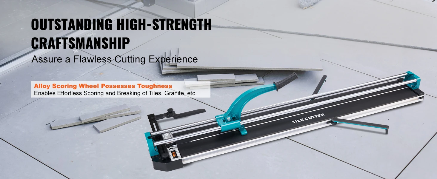 SucceBuy Manual Tile Cutter Laser Positioning Single Rails W/ Supporting Feet Professional Push Knife for Cutting Ceramic