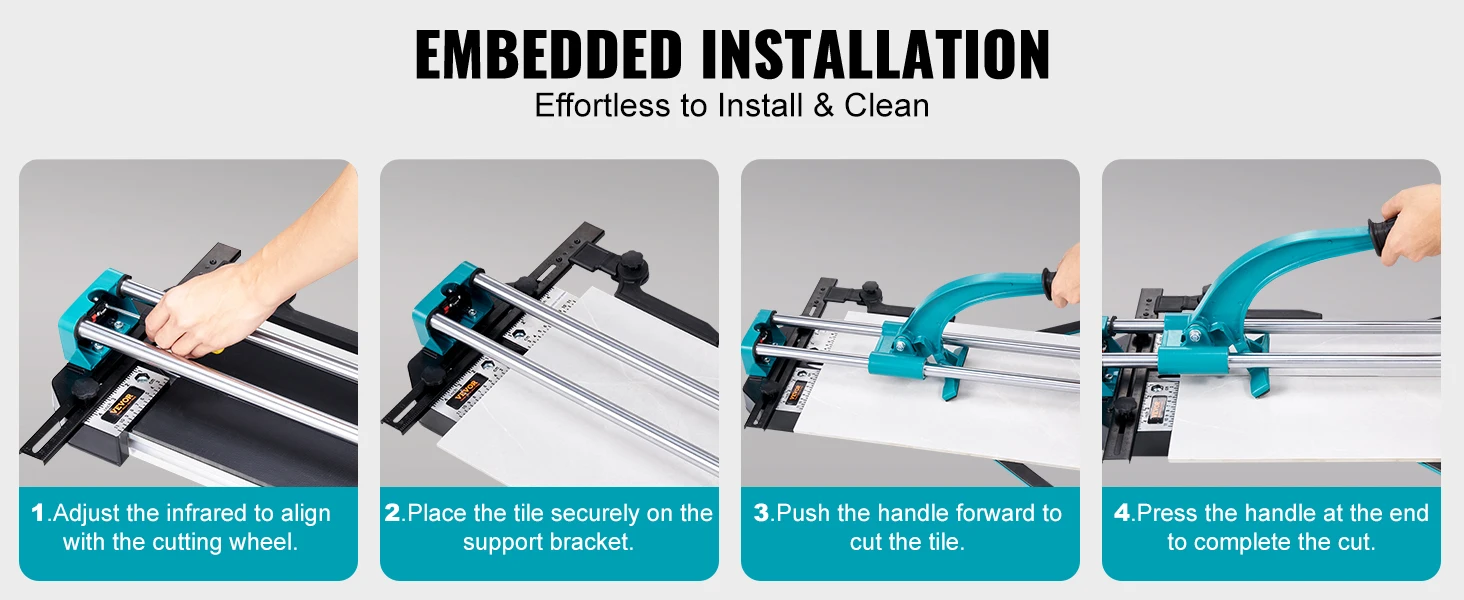 SucceBuy Manual Tile Cutter Laser Positioning Single Rails W/ Supporting Feet Professional Push Knife for Cutting Ceramic