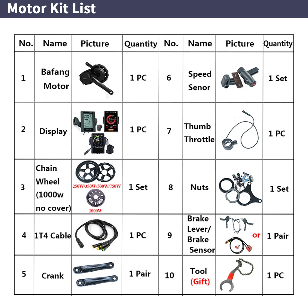 Bafang BBSHD 1000W 52V 48V 68mm 100mm 120mm Mid Drive Motor Electric Bike Conversion Kit 1000W Bicycle Motor Brushless Ebike Kit
