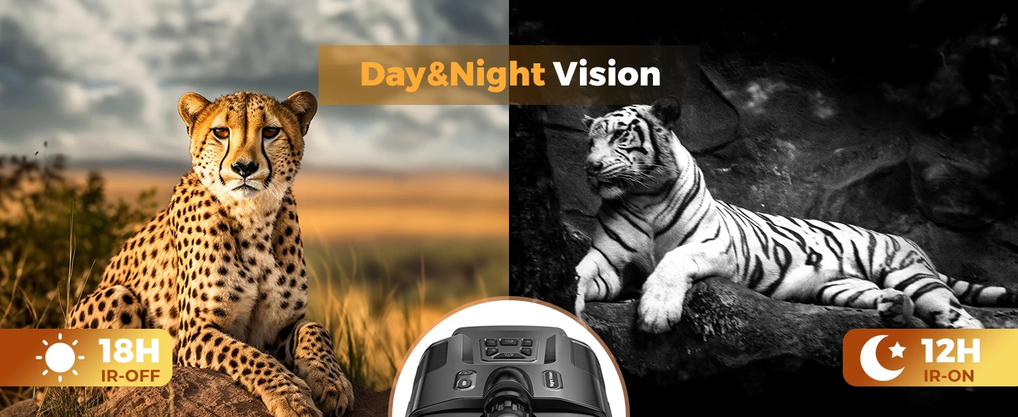 Night Vision Binoculars 4K Infrared 5000mAH Rechargeable 8X Digital Zoom 600 Meters Darkness Goggles 5000mAh Rechargeable, 64GB Card Included for Wildlife Observation & Surveillance