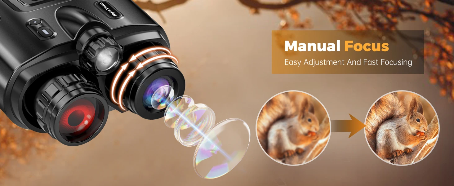 Night Vision Binoculars 4K Infrared 5000mAH Rechargeable 8X Digital Zoom 600 Meters Darkness Goggles 5000mAh Rechargeable, 64GB Card Included for Wildlife Observation & Surveillance