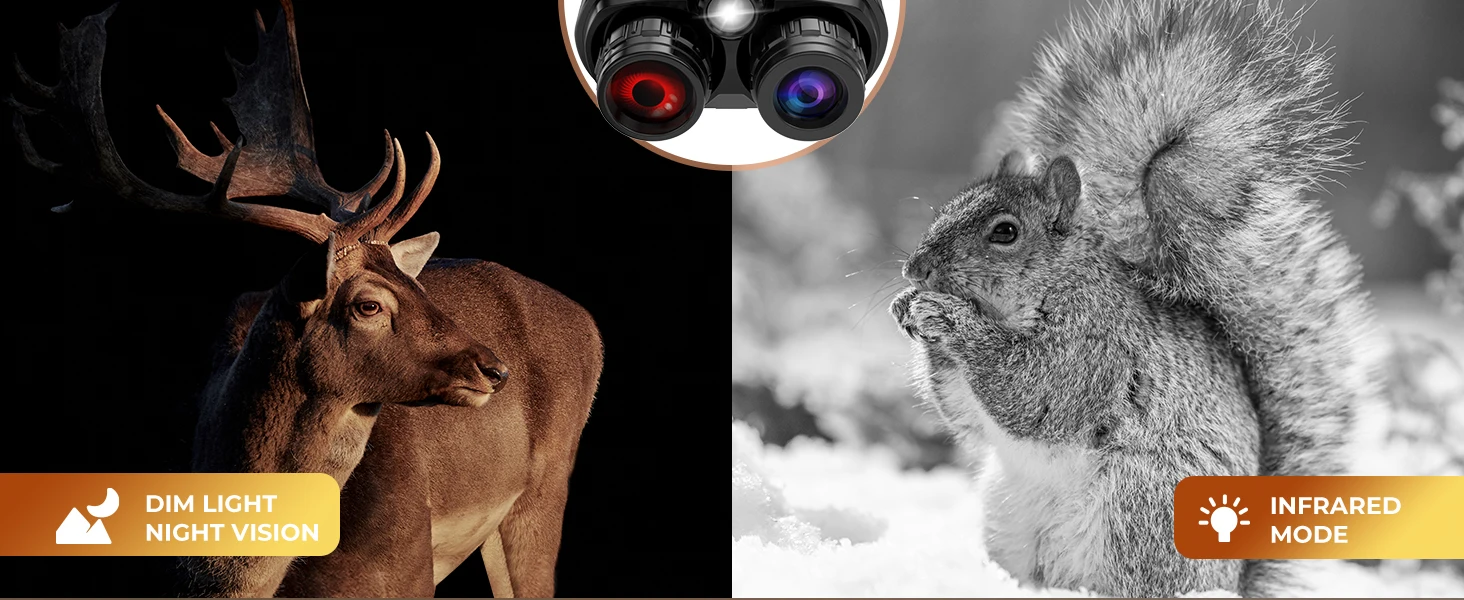 Night Vision Binoculars 4K Infrared 5000mAH Rechargeable 8X Digital Zoom 600 Meters Darkness Goggles 5000mAh Rechargeable, 64GB Card Included for Wildlife Observation & Surveillance