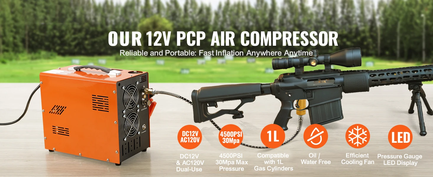 SucceBuy PCP Air Compressor 4500PSI/30Mpa Portable PCP Pump Compressor Water-Free Air Rifle Paintball Scuba Tank Compressor