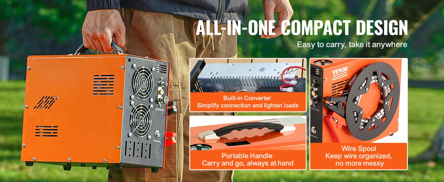 SucceBuy PCP Air Compressor 4500PSI/30Mpa Portable PCP Pump Compressor Water-Free Air Rifle Paintball Scuba Tank Compressor