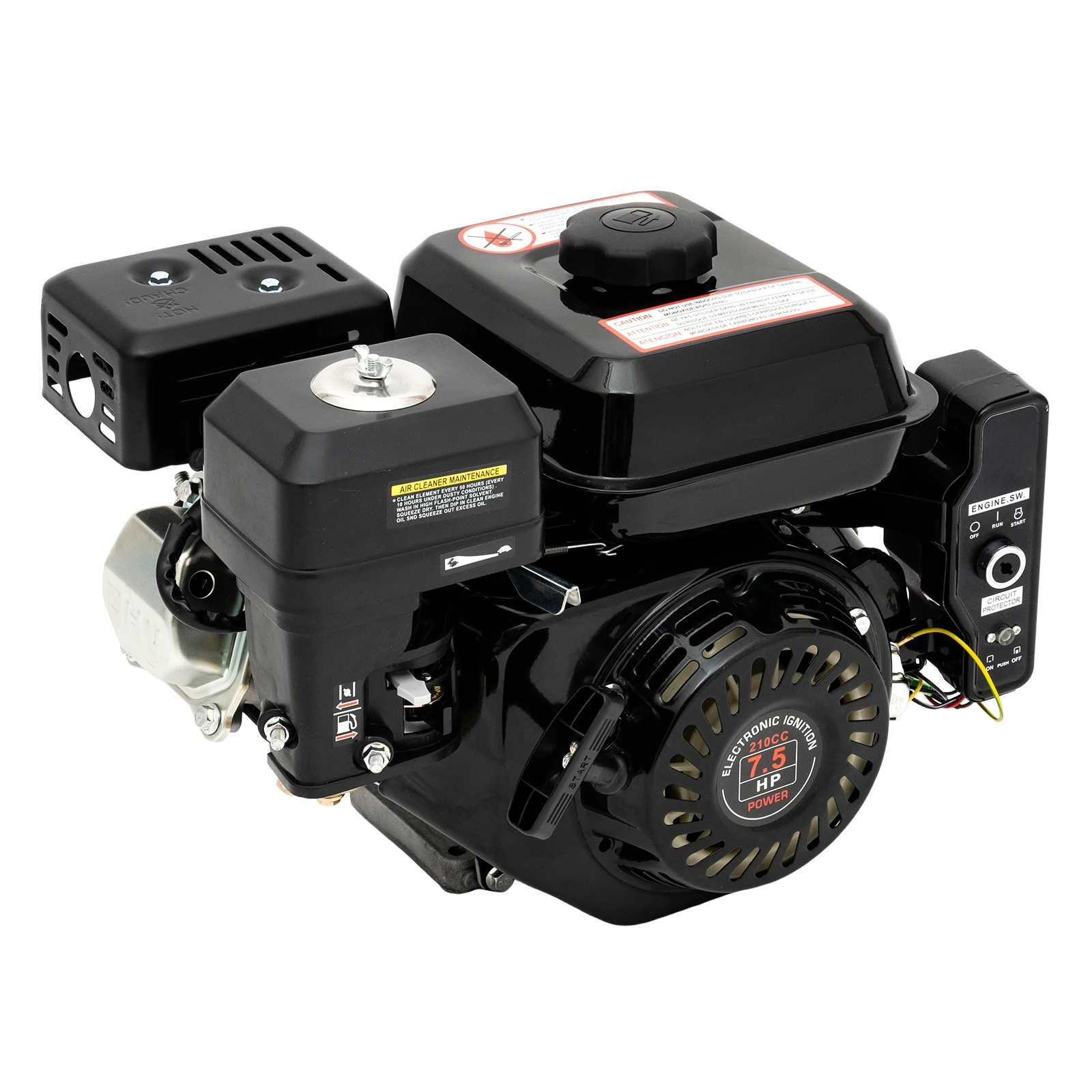 7.5HP 4-Stroke Gasoline Engine 3KW 210CC Hand/Electric Start OHV Air Cooling Gas Engine Motor for Go Karts Compressors 3600RPM