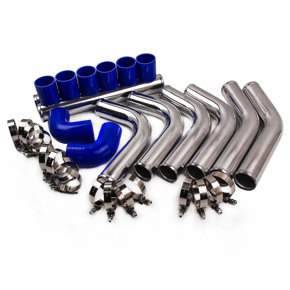 2.5 Inch Universal Aluminum Intercooler Turbo Piping Pipe Kit+ Silicone+Clamp