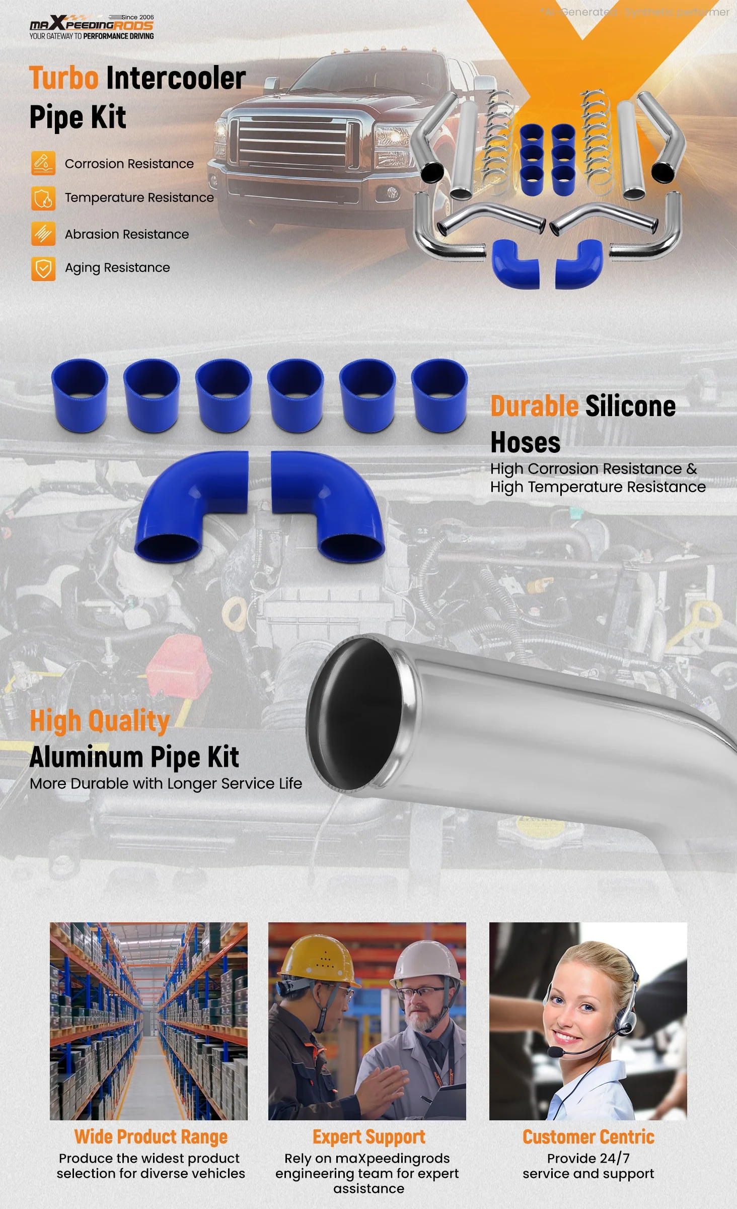 2.5 Inch Universal Aluminum Intercooler Turbo Piping Pipe Kit+ Silicone+Clamp