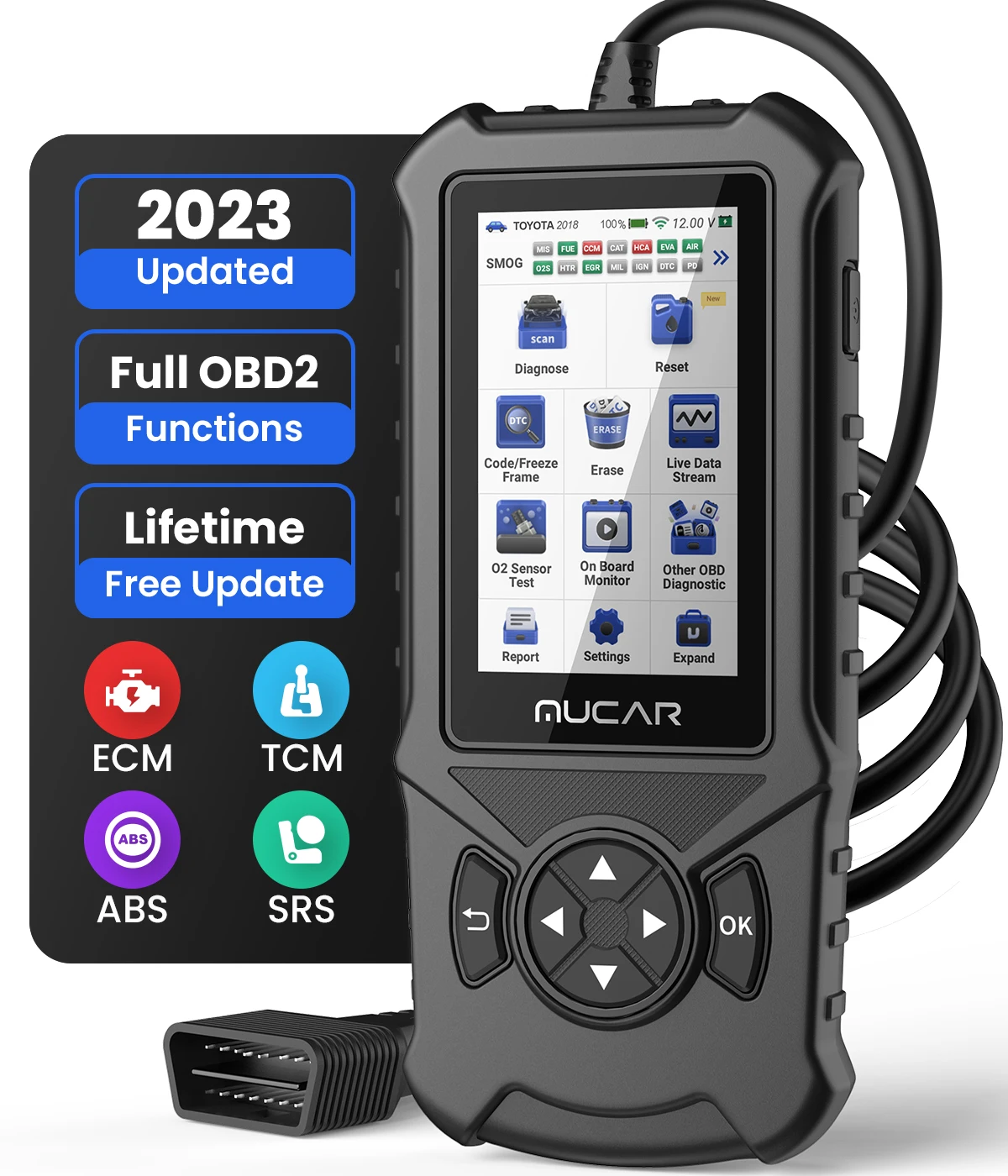 MUCAR CDE900 OBD2 Diagnostic Tool 32GB Scanner Brake Airbag Transmission Engine Diagnosis Code Reader