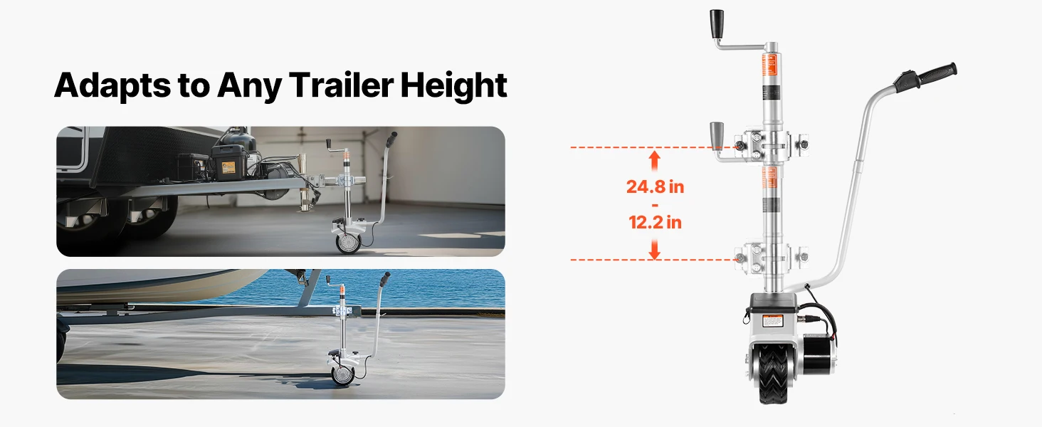 SucceBuy Electric Trailer Dolly 5500lbs 380W 12V Motorized Jockey Wheel with 23ft/min Moving Speed for Caravan Boat Moving