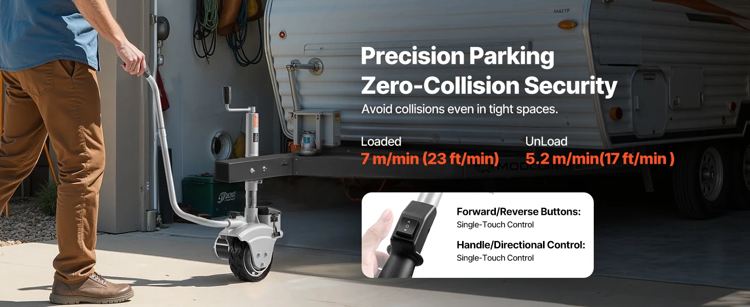 SucceBuy Electric Trailer Dolly 5500lbs 380W 12V Motorized Jockey Wheel with 23ft/min Moving Speed for Caravan Boat Moving
