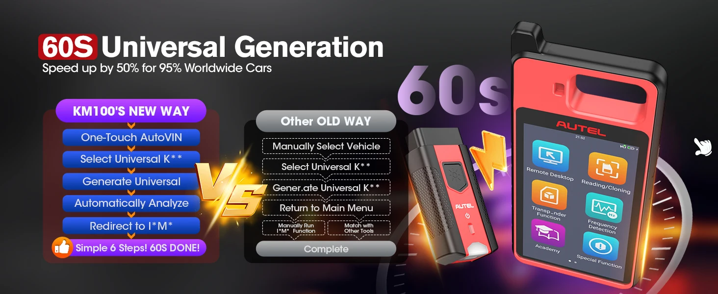 Autel MaxiIM KM100 KM100X Key Fob Programming Immobilizer Tool,60s Key Generation,OBD IMMO Key Learning,Chip Read/ Edit/ Clone