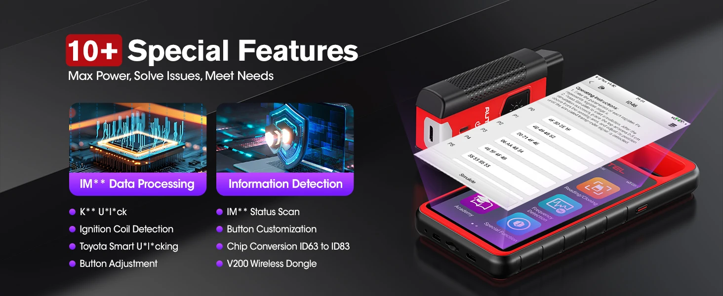 Autel MaxiIM KM100 KM100X Key Fob Programming Immobilizer Tool,60s Key Generation,OBD IMMO Key Learning,Chip Read/ Edit/ Clone