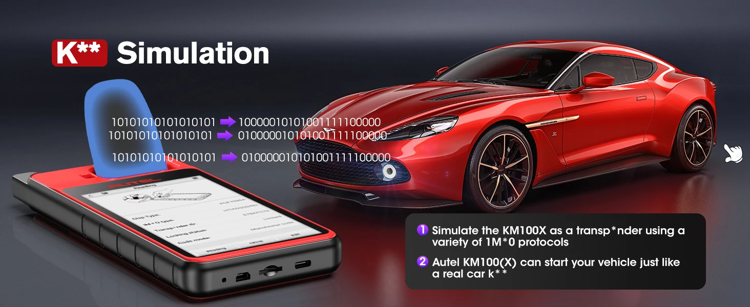 Autel MaxiIM KM100 KM100X Key Fob Programming Immobilizer Tool,60s Key Generation,OBD IMMO Key Learning,Chip Read/ Edit/ Clone