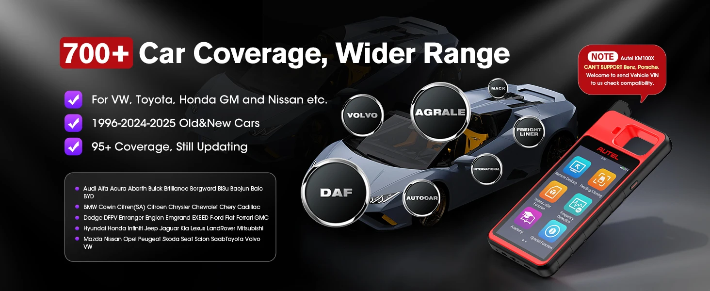 Autel MaxiIM KM100 KM100X Key Fob Programming Immobilizer Tool,60s Key Generation,OBD IMMO Key Learning,Chip Read/ Edit/ Clone