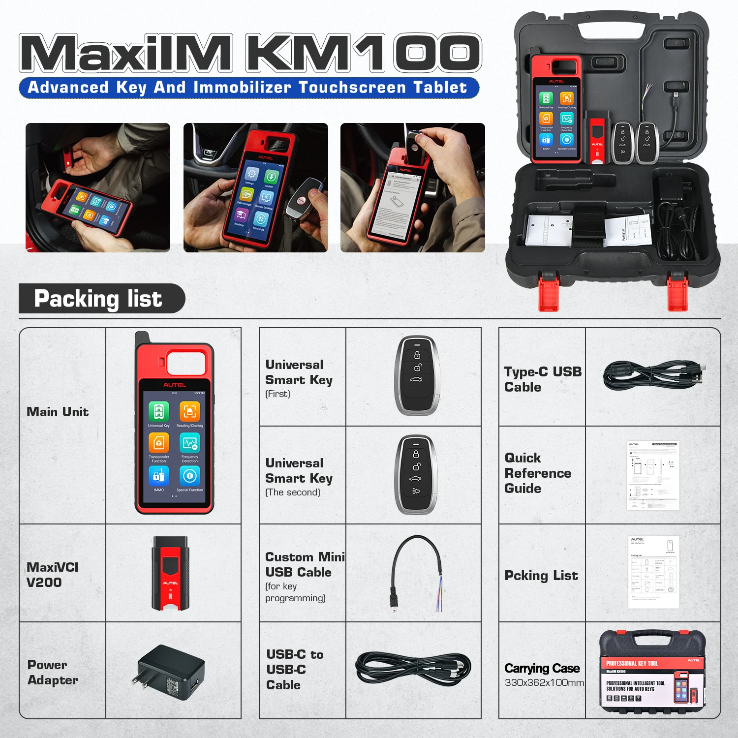 Autel MaxiIM KM100 KM100X Key Fob Programming Immobilizer Tool,60s Key Generation,OBD IMMO Key Learning,Chip Read/ Edit/ Clone
