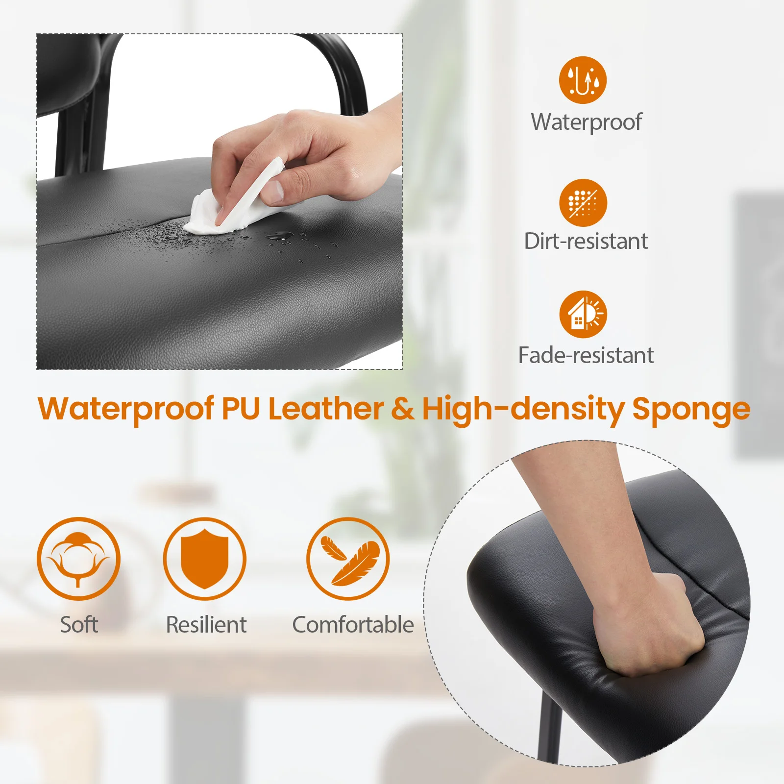 JHK Pu Leather Office Waiting Room Guest Chair Metal Frame Sponge Cushion Conference Room Lobby Table Chairs For Furniture