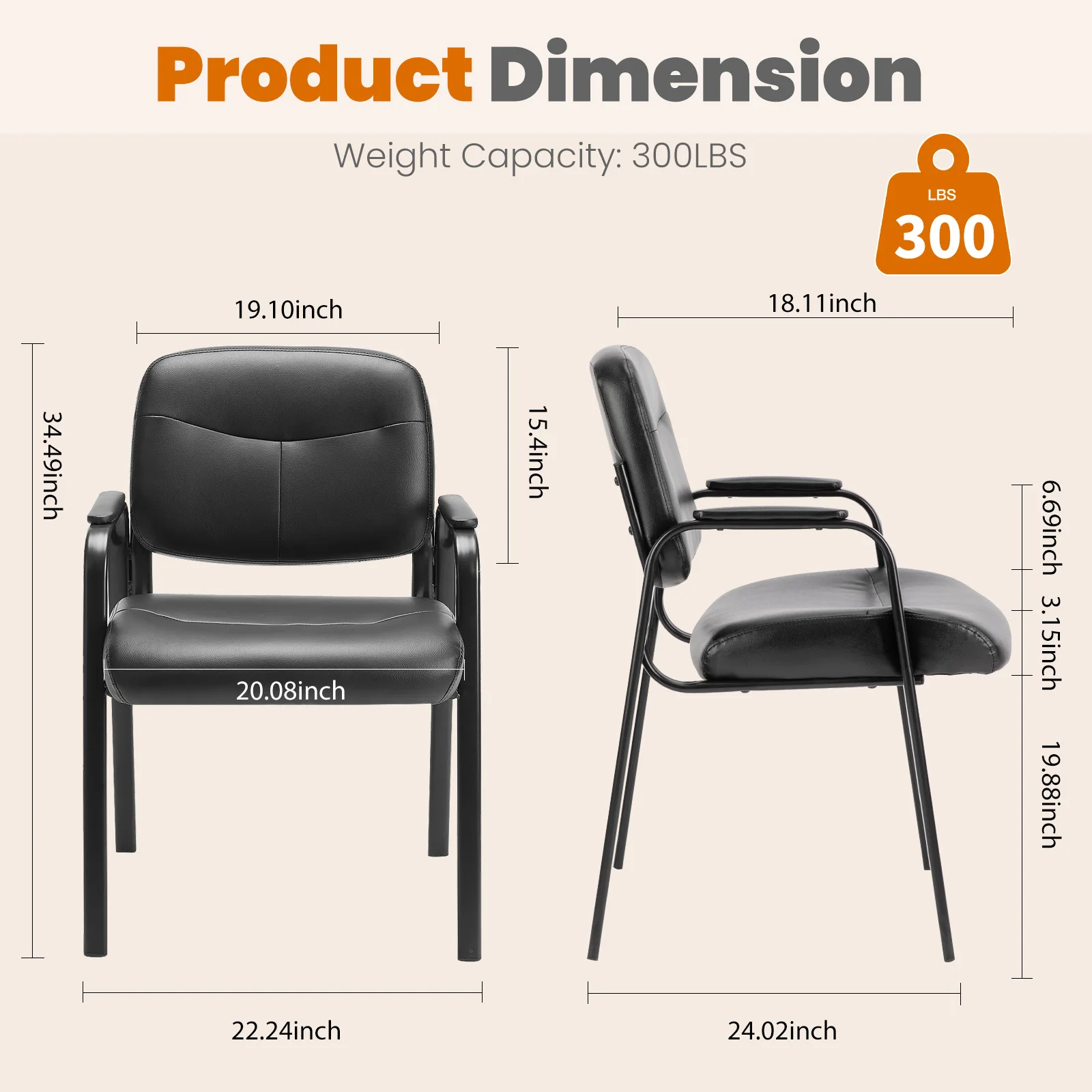 JHK Pu Leather Office Waiting Room Guest Chair Metal Frame Sponge Cushion Conference Room Lobby Table Chairs For Furniture