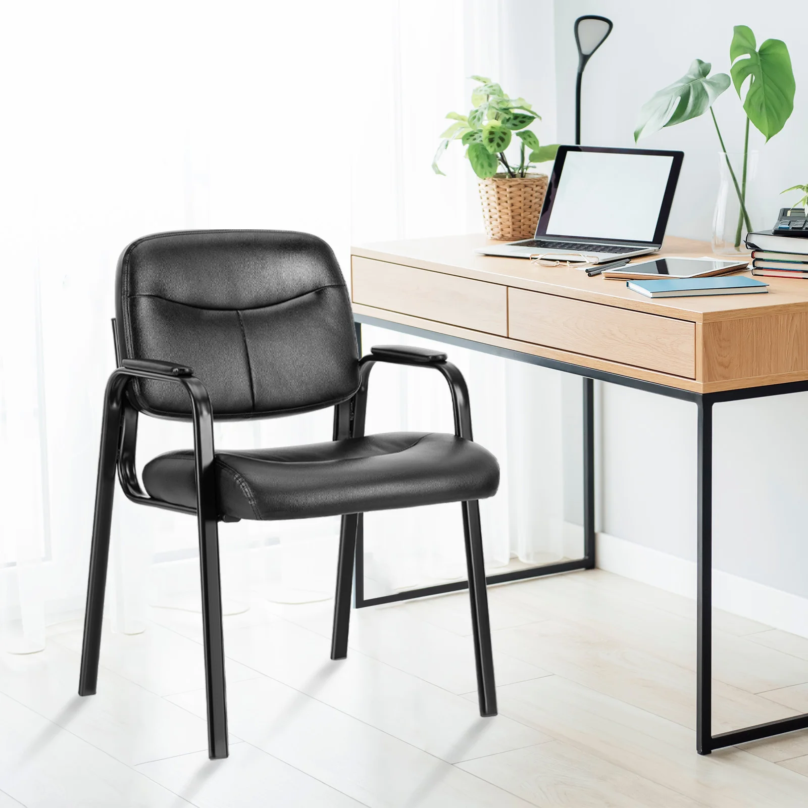 JHK Pu Leather Office Waiting Room Guest Chair Metal Frame Sponge Cushion Conference Room Lobby Table Chairs For Furniture