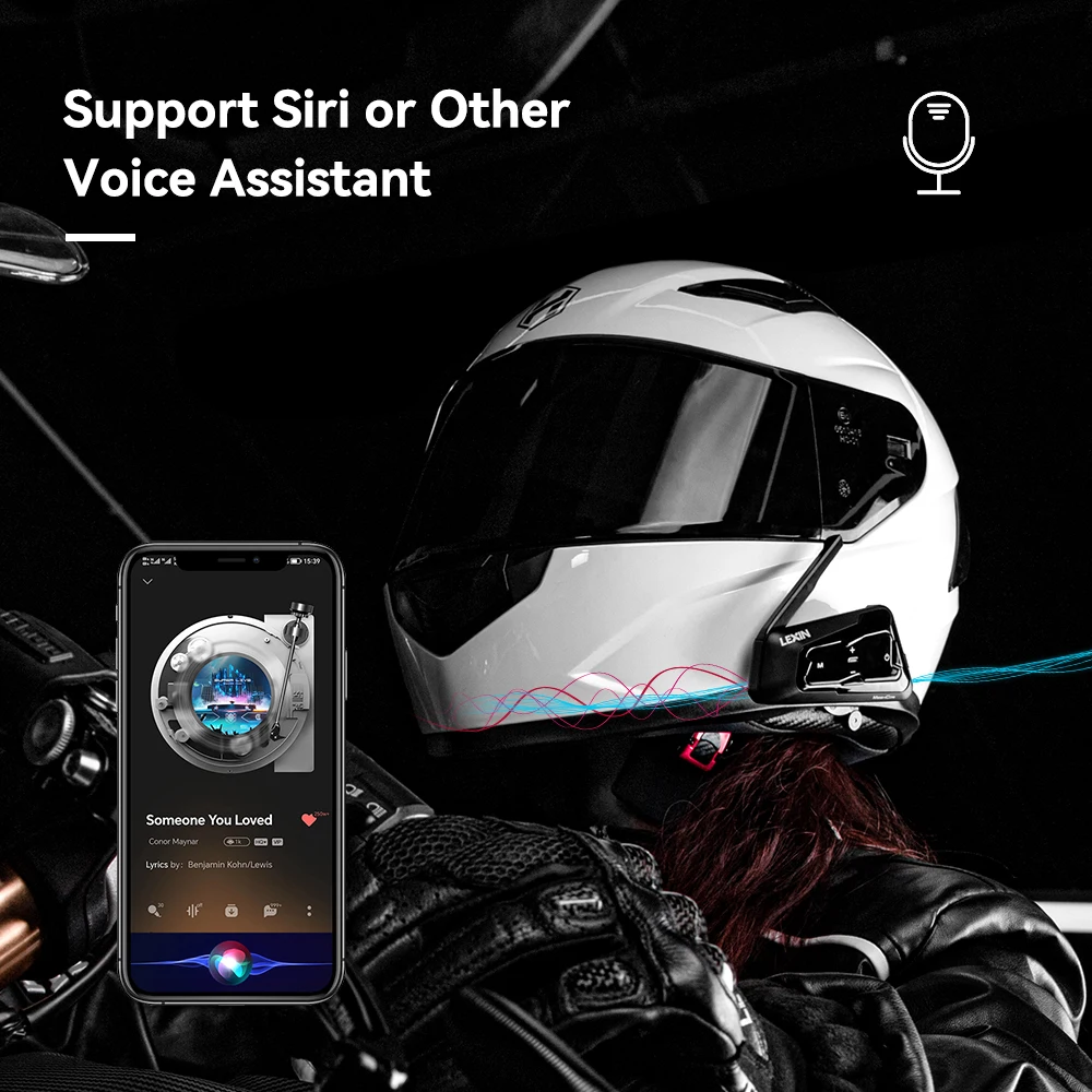 LEXIN-MeshCom Motorcycle MESH&Bluetooth Headset Intercom ,With Mesh Communication System, Parallel Audio- Intercom,24 Riders