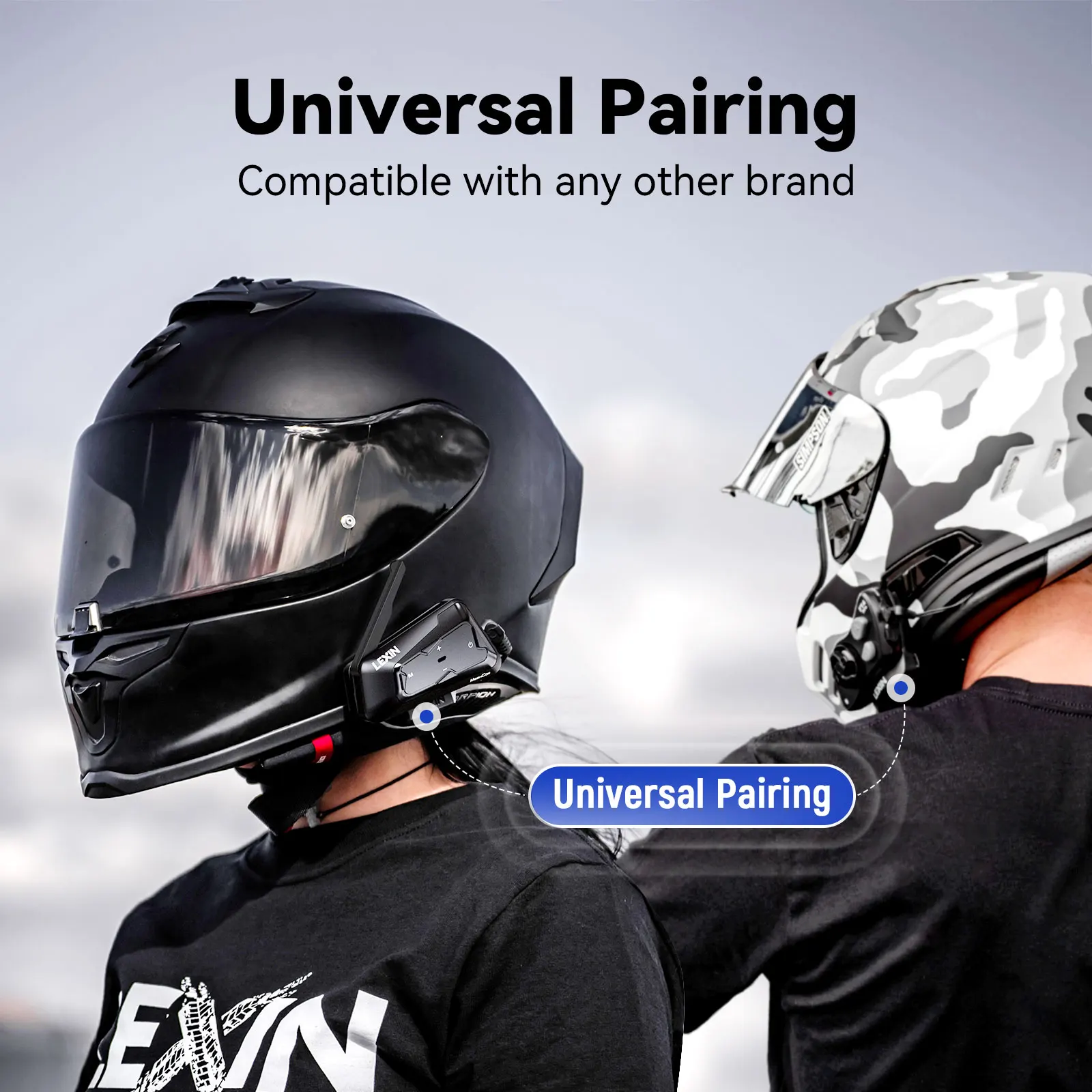 LEXIN-MeshCom Motorcycle MESH&Bluetooth Headset Intercom ,With Mesh Communication System, Parallel Audio- Intercom,24 Riders