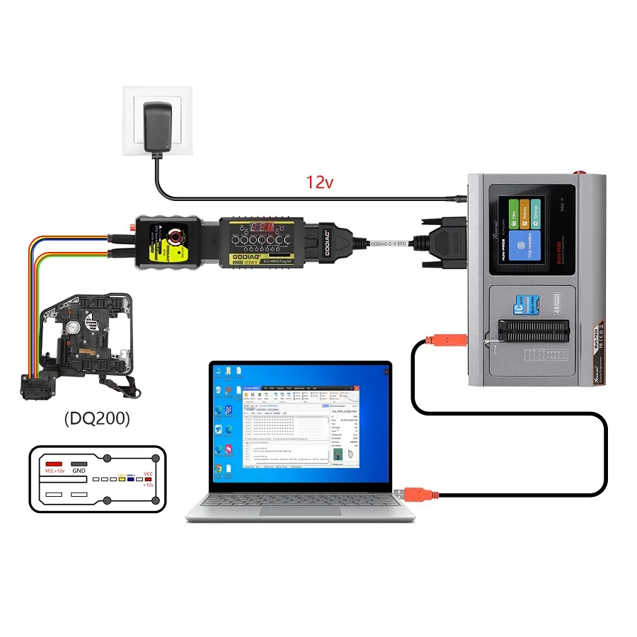 GODIAG G-V ECU Cable for Connecting Xhorse MULTI PROG with GT107 or GT107+ GPT BENCH BOOT to Read & Write Data
