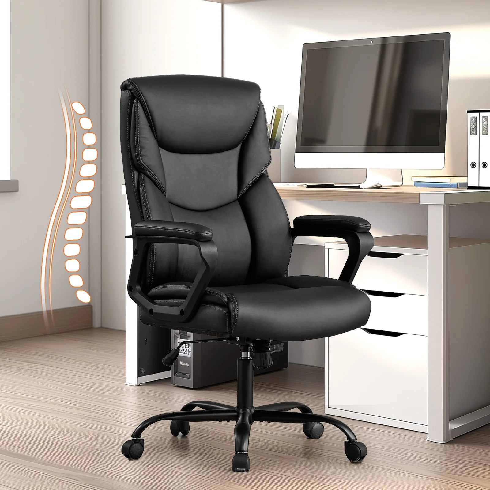 JHK Ergonomic PU Leather Padded Armrest Living Room Rocking Gaming Chair Swivel Wheel With Lumbar Support Gaming Chairs