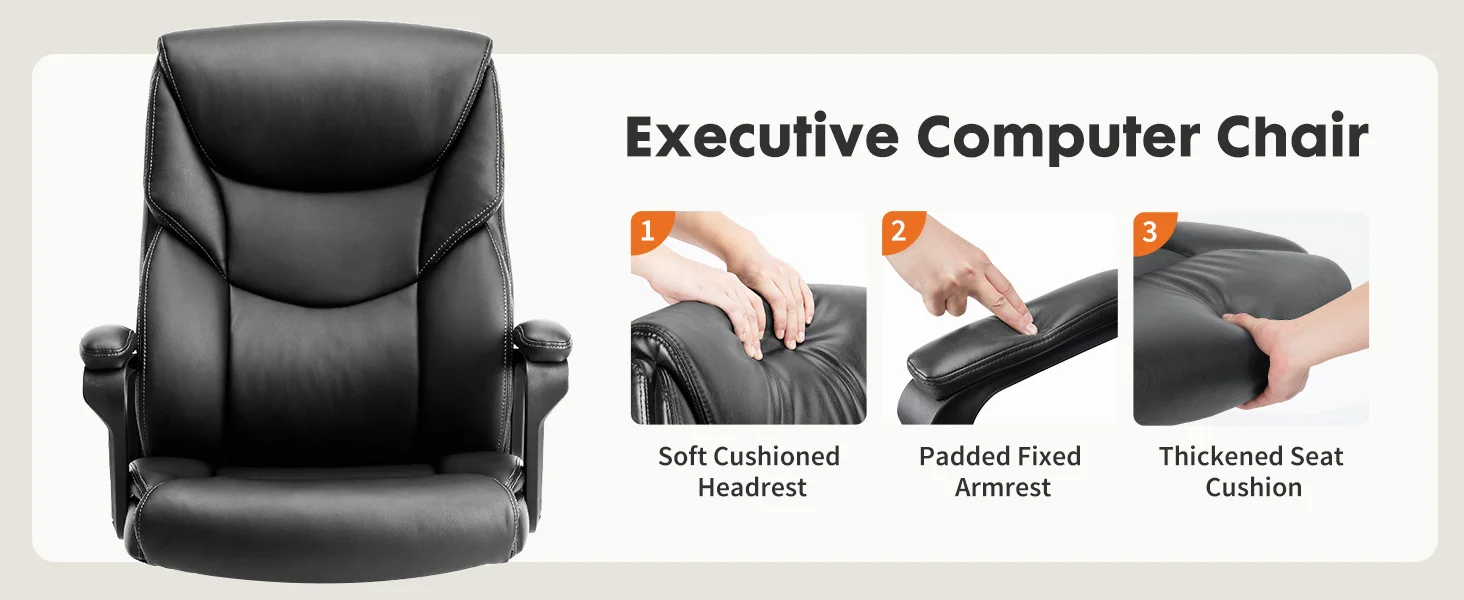 JHK Ergonomic PU Leather Padded Armrest Living Room Rocking Gaming Chair Swivel Wheel With Lumbar Support Gaming Chairs