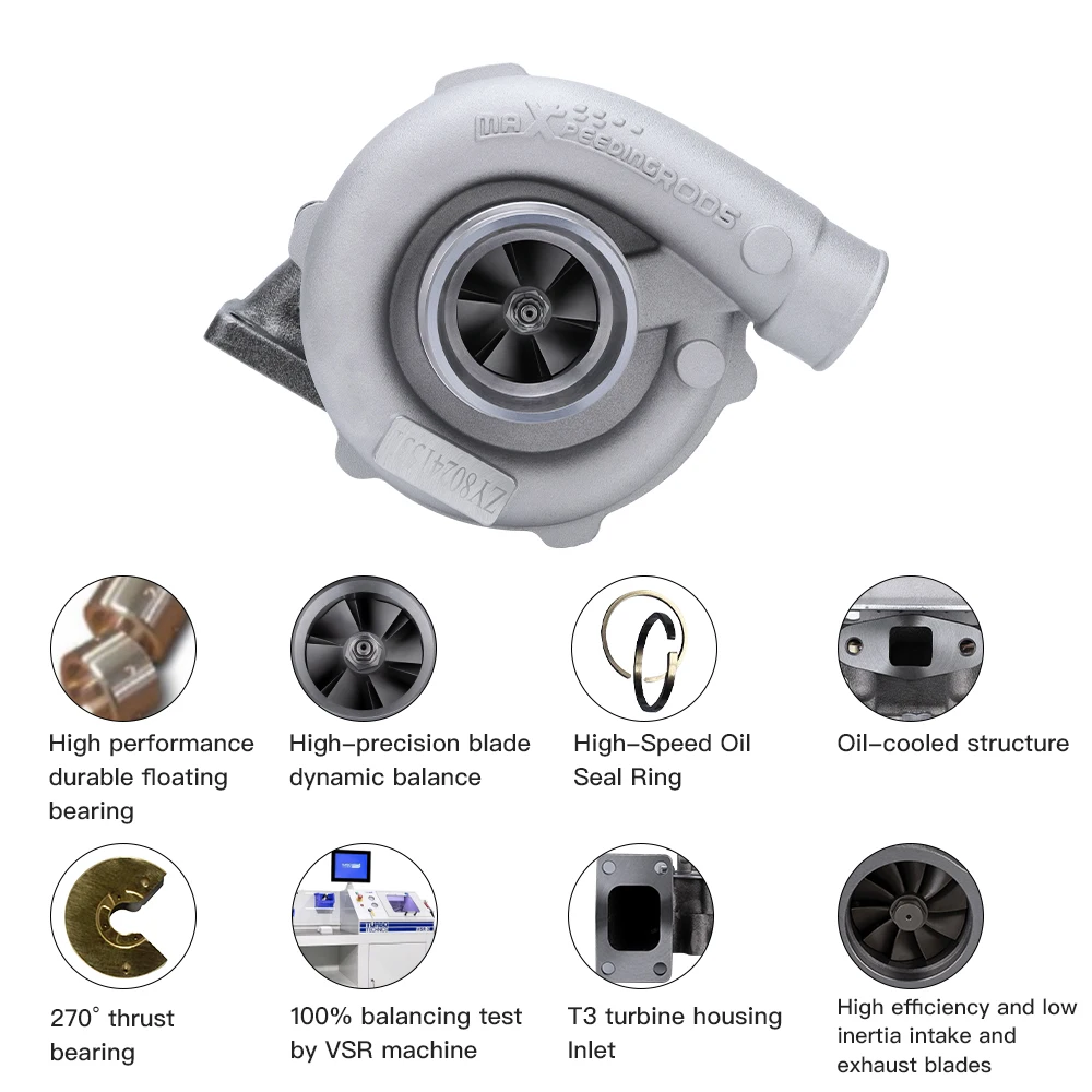 T3 T4 T04E .57 A/R Universal 5 Bolts Turbo Turbocharger for 1.5L to 2.5L 400HP T3 Flange