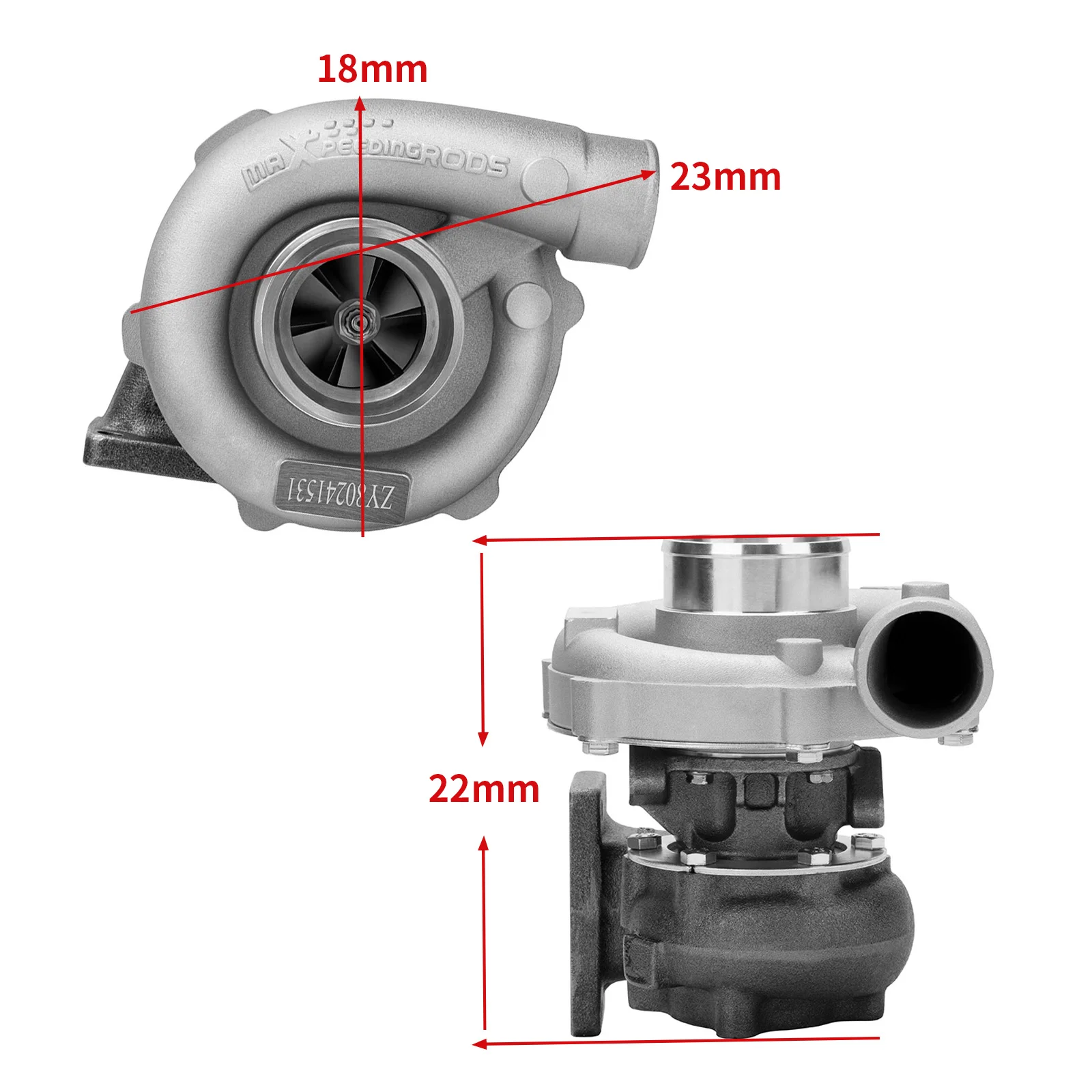 T3 T4 T04E .57 A/R Universal 5 Bolts Turbo Turbocharger for 1.5L to 2.5L 400HP T3 Flange