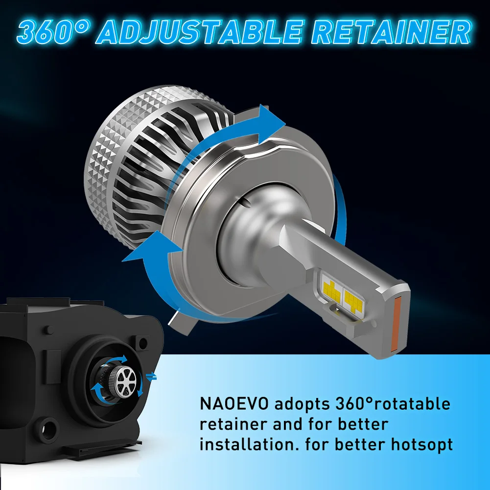 NAOEVO H7 H4 LED 60W 20000LM Car Headlight H1 H8 H9 H11 LED Bulb HB5 9007 H13 9005 HB3 9006 HB4 Auto Fog Lighting Car Accessorie