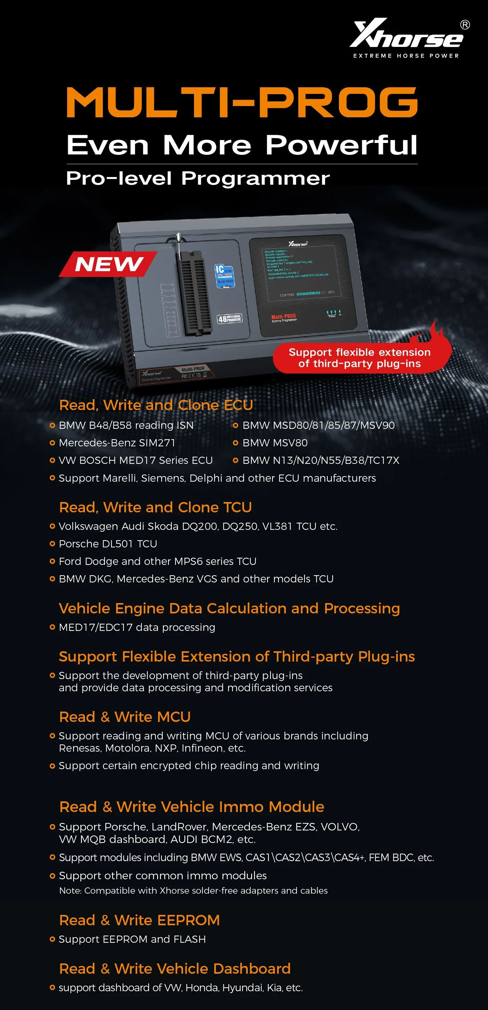 Xhorse VVDI Multi-prog ECU Programmer Pro-level Programmer Tool Newly Support ECU TCU Read/Write/Clone