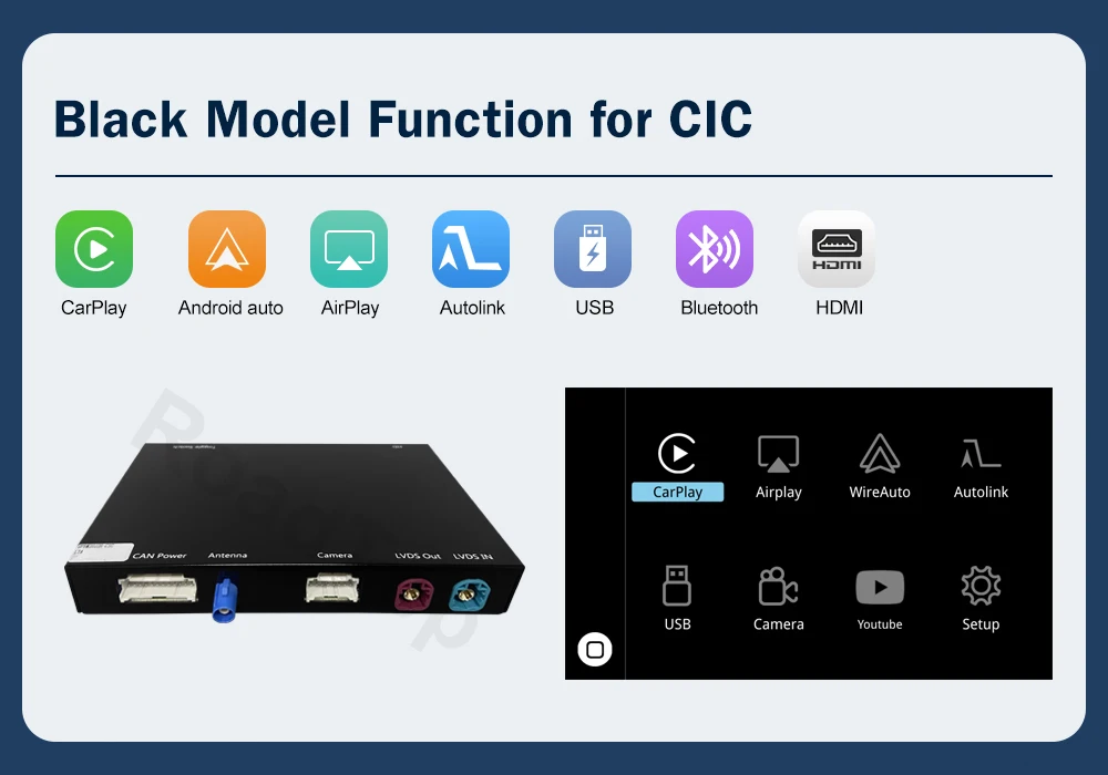 Road Top Wireless CarPlay Android Auto for BMW 3 Series E90 E91 E92 E93 And 5 Series E60 E61 2008-2013 with Mirror Link Function