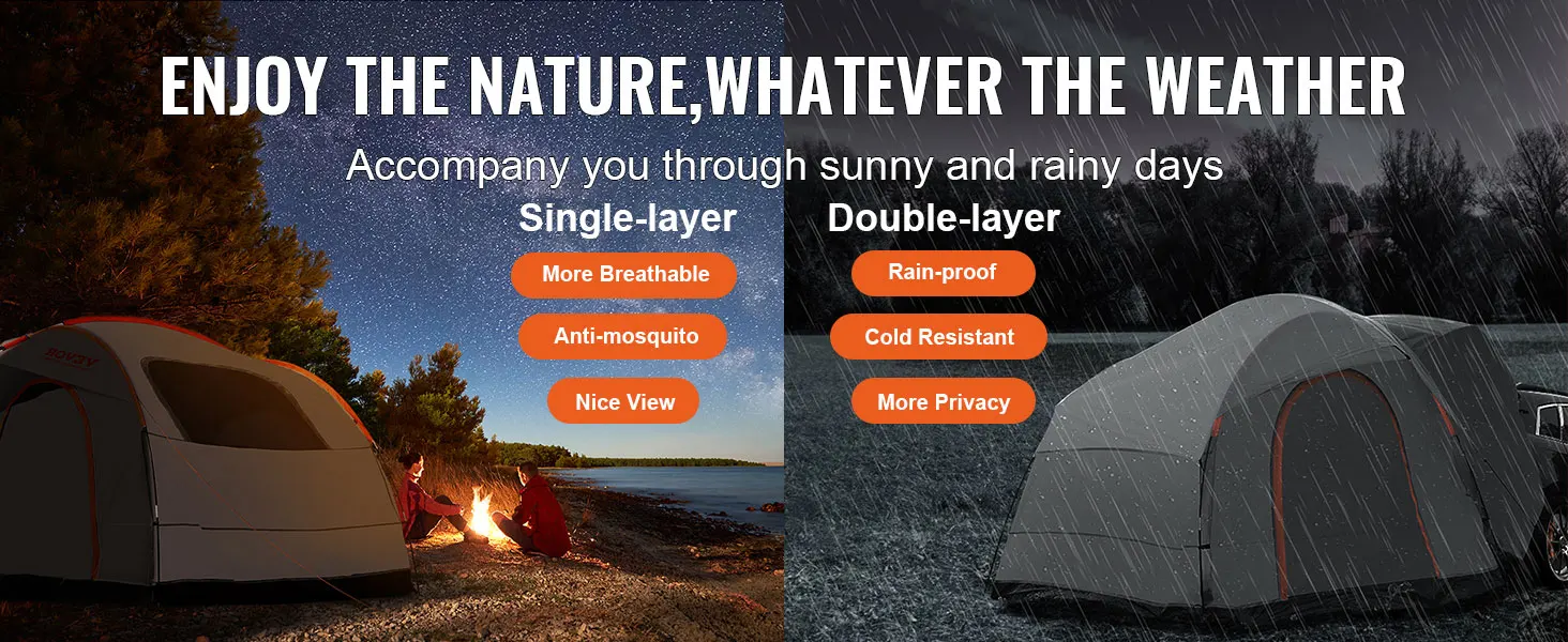 SucceBuy SUV Camping Tent, 8'-8' SUV Tent Attachment for Camping with Rain Layer and Carry Bag, PU2000mm Double Layer Truck Tent
